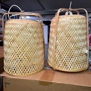 2 Woven Bamboo Pendant Lights - Vancouver